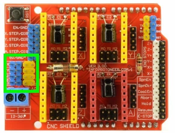 Arduino UNO için CNC Shield (A4988 uyumlu) jumper konfigürasyonu