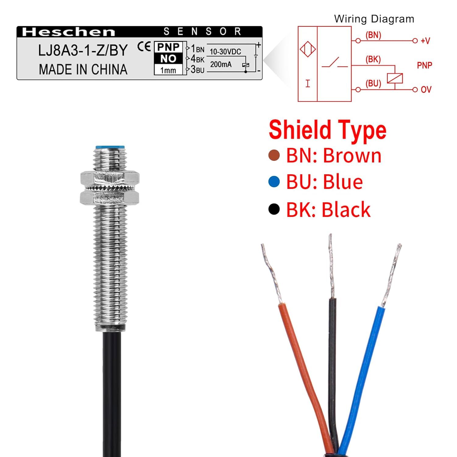 LJ8A3-1-Z/BY Endüktif Mesafe Sensörü diyagramı
