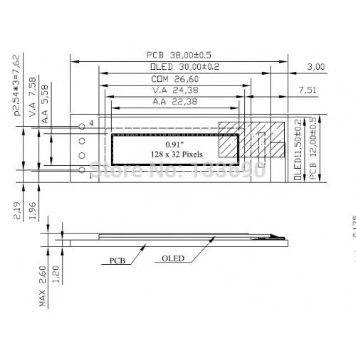0.91 İnç 128x32 OLED I2C Mavi - 5