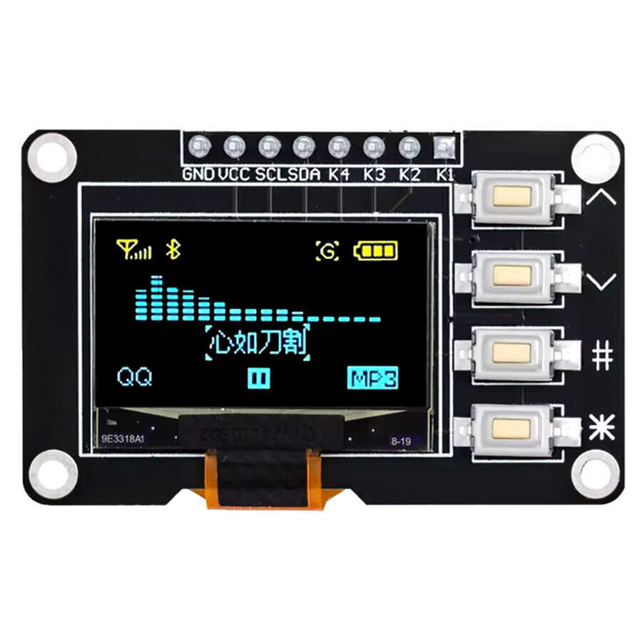 0.96 İnç 128x64 OLED SSD1315 Butonlu Mavi Sarı