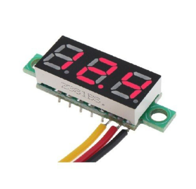 0.28 inch DC 0-100V Mini Dijital Voltmetre 3 Kablolu DC - Kırmızı - 1