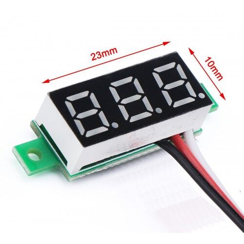 0.28 inch DC 0-100V Mini Dijital Voltmetre 3 Kablolu DC - Kırmızı - 3