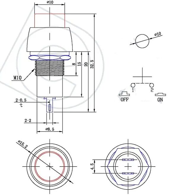 10mm Plastik Basmalı Buton PBS-20B Anlık Siyah - 2