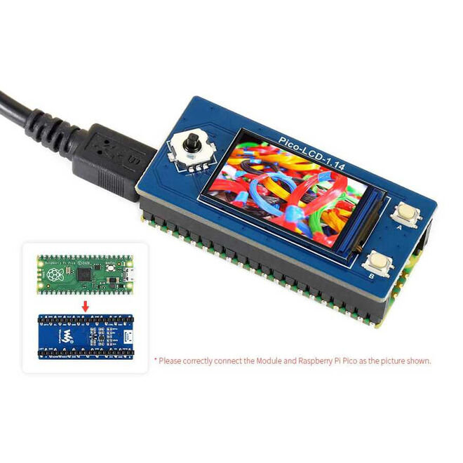 1.14inch LCD Ekran Modülü - (65K Colors, 240x135, SPI) - Raspberry Pi Pico - 1