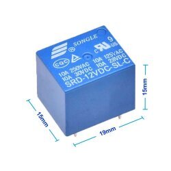 12V 10A Single Contact Relay SRD-12VDC-SL-C - 4