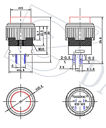 16mm Plastic LED Anlık Basmalı Buton Kırmızı - 2