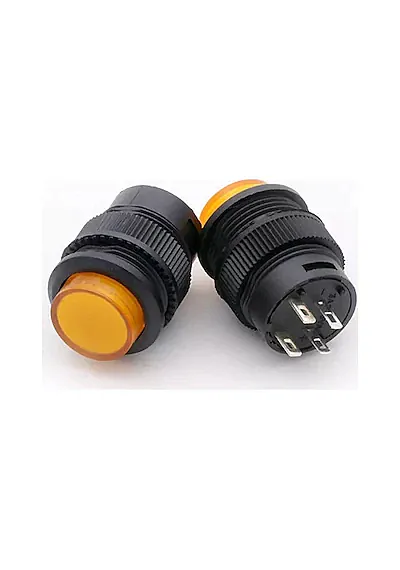 16mm Plastic LED Anlık Basmalı Buton Sarı - 1
