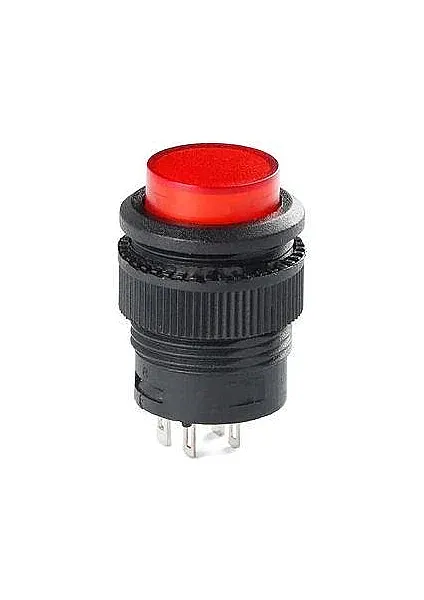 16mm Plastic LED Kalıcı Basmalı Buton Kırmızı ON-OFF - 1