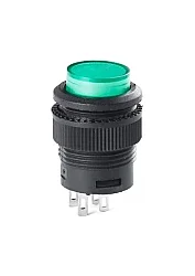 16mm Plastic LED Kalıcı Basmalı Buton Yeşil ON-OFF - 1