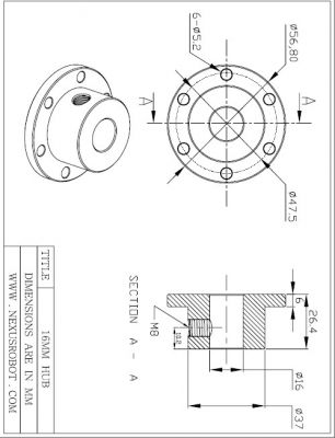 16mm Universal Aluminum Mounting Hubs for Shaft 18012 - 5