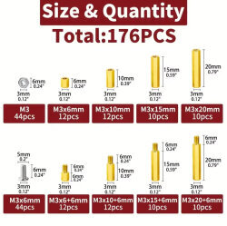 176 Pieces M3 Brass Spacer Bushings - 4