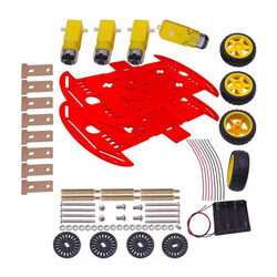 2024 Model 4WD Çok Amaçlı Mobil Robot Platformu - Yılbaşı Özel Kırmızı Platforma - 2