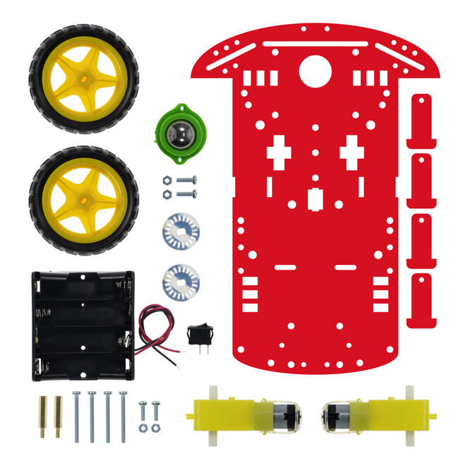 2024 Model 2WD Çok Amaçlı Mobil Robot Platformu - Yılbaşı Özel Kırmızı Platforma - 2