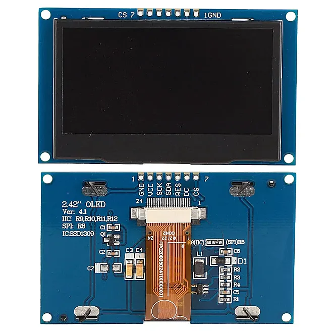 2.42 İnç 128x64 SSD1309 OLED Ekran Modülü - Lehimli - 2