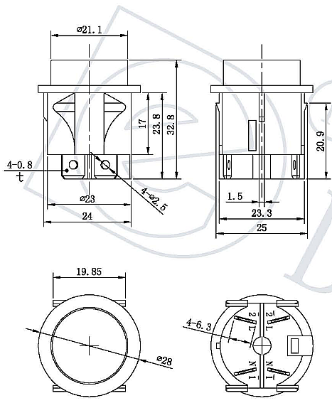 25mm Round Kalıcı Basmalı Buton 4P Kırmızı - 3