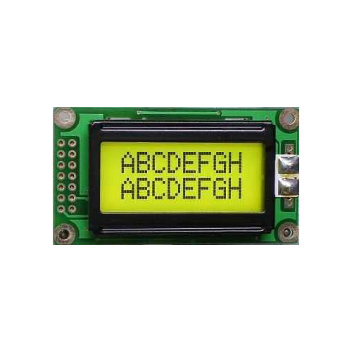 2x8 LCD Screen, Black Over Green - TC0802B-01XA0 - 1