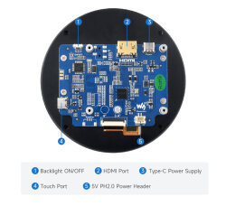 3.4 inch Round Touch Screen - 800×800 IPS - 6