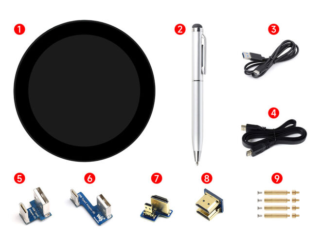 3.4 inch Round Touch Screen - 800×800 IPS - 7