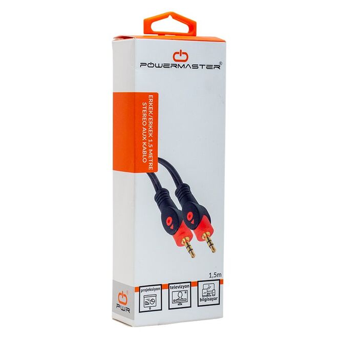 3.5 MM Male / Male 1.5 Mt Stereo AUX Cable with Box - 3