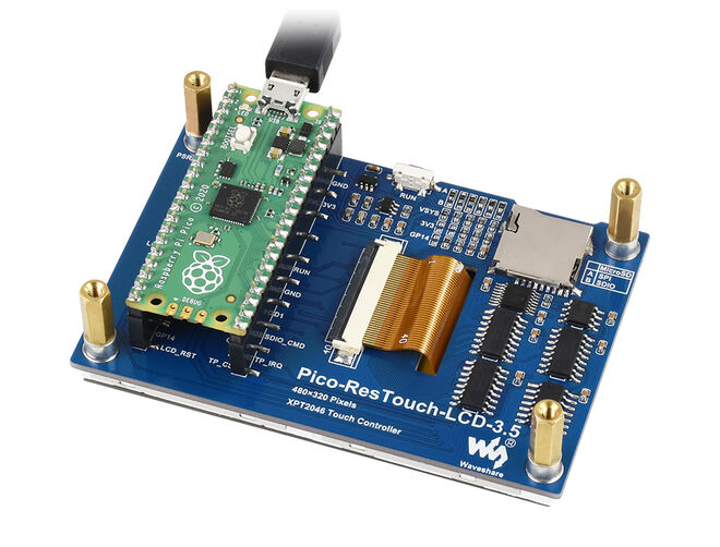 3.5inch Touch Display Module for Raspberry Pi Pico, 65K Colors, 480×320, SPI - 4