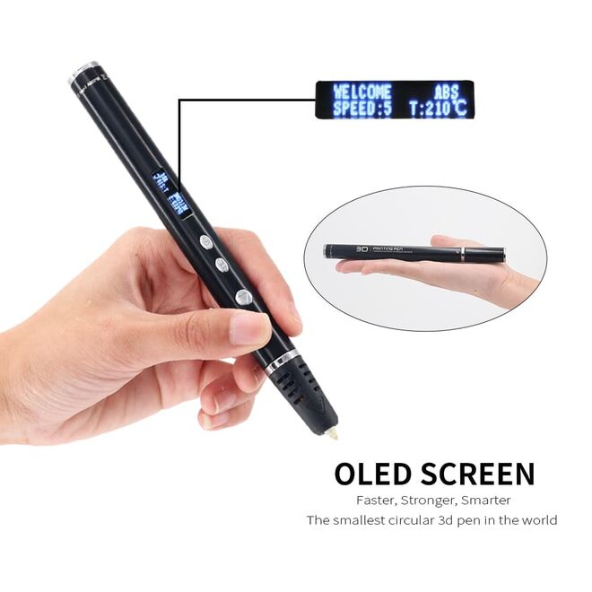 3D Pen Printer - D7 Black (Colored Filament Set with Gift) - 3