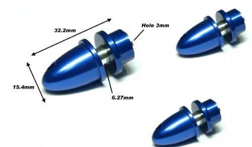 RC Model 3mm Hole Blue Metal Propeller Adapter - 2