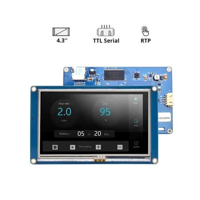 NX4827T043 – 4.3 Inch Nextion HMI Akıllı Dokunmatik TFT Lcd Ekran - 16 MB Dahili Hafıza - 5