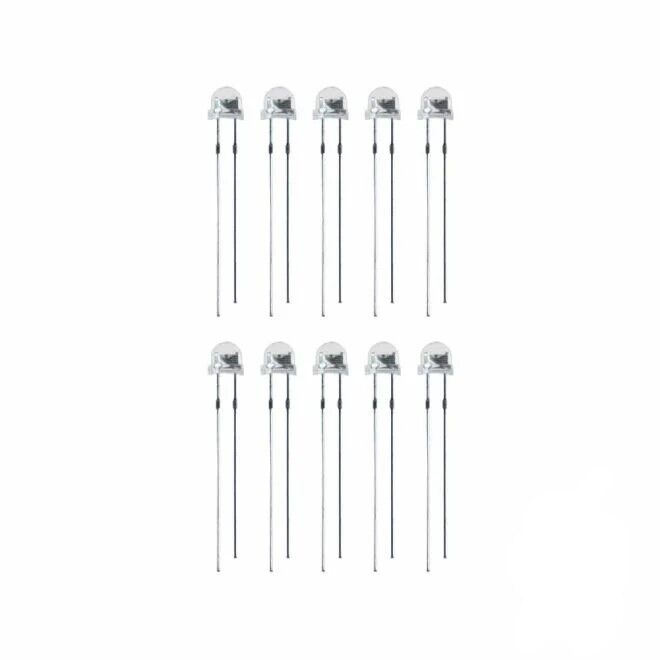 4.8 mm Şeffaf Mantar Kırmızı Led Paketi - 10 Adet - 3