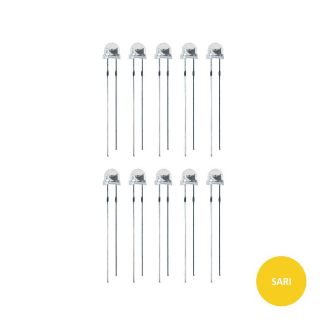 4.8 mm Şeffaf Mantar Sarı Led Paketi - 10 Adet - 1