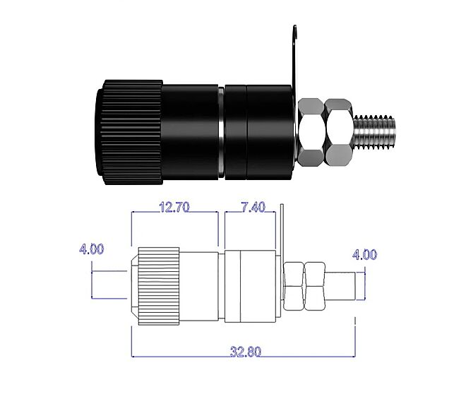 4mm Bağlantı Terminali Büyük Boy Siyah - 2