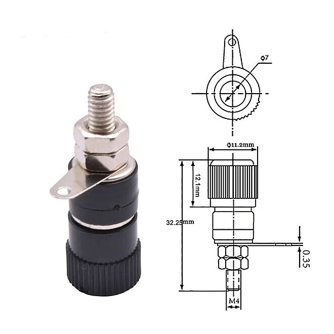 4mm Bağlantı Terminali Büyük Boy Siyah - 3
