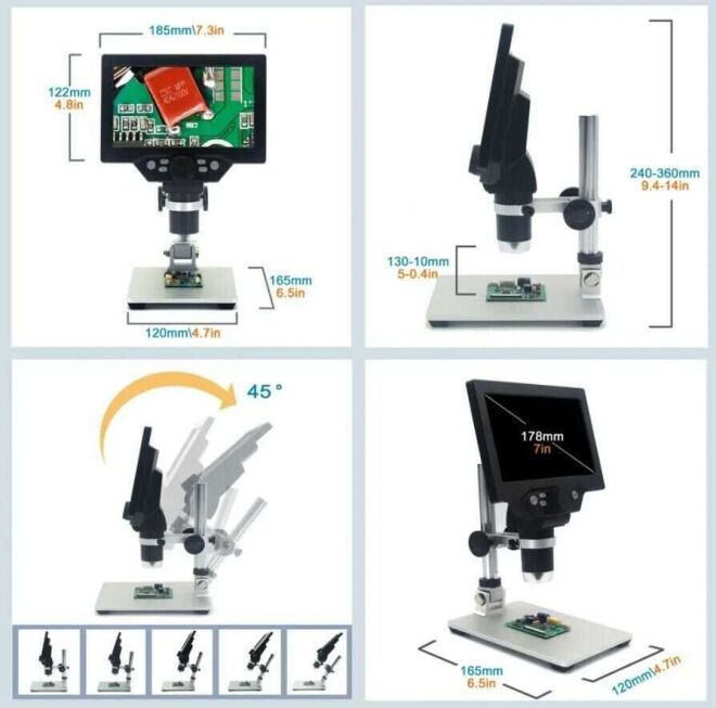7 Inch 1200X USB 12MP Digital Microscope - Without LED - 5