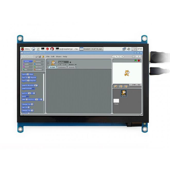 WaveShare 7 Inch HDMI Kapasitif Dokunmatik LCD (Çoklu Sistem) - 1024x600 (H) - 5