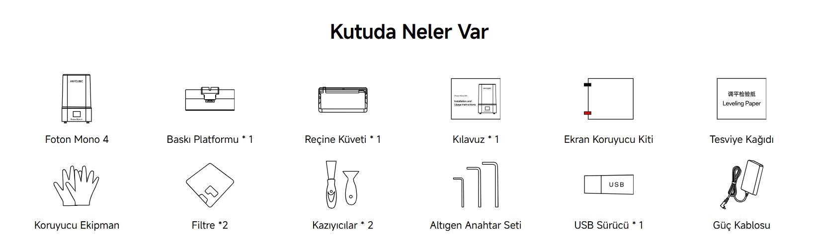 Anycubic Photon Mono 4 - Aksesuarlar