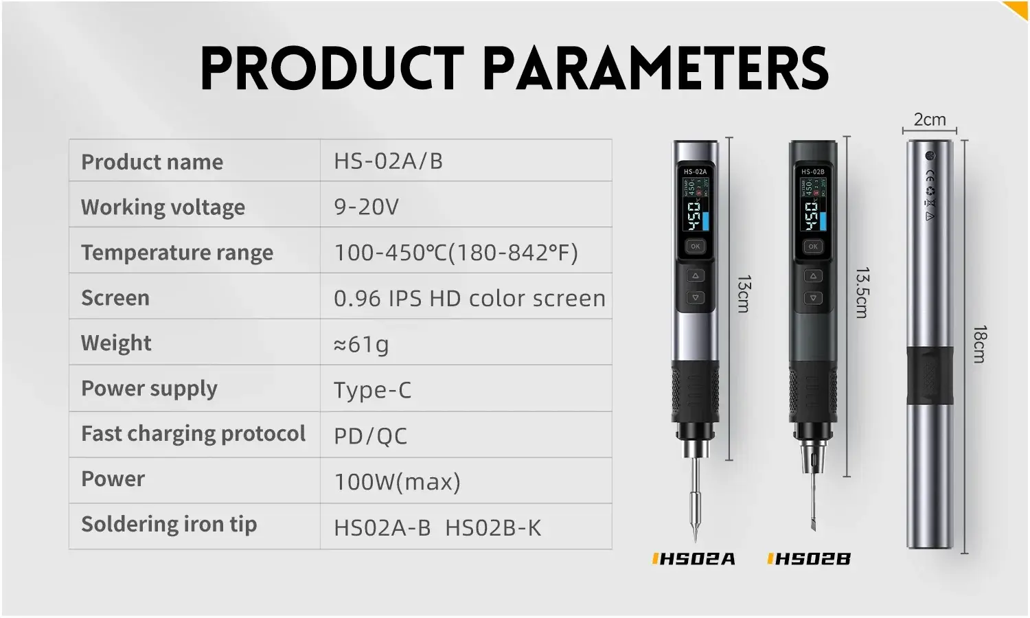 Fnirsi HS02A F 100W Smart Pen Soldering Iron with Adapter