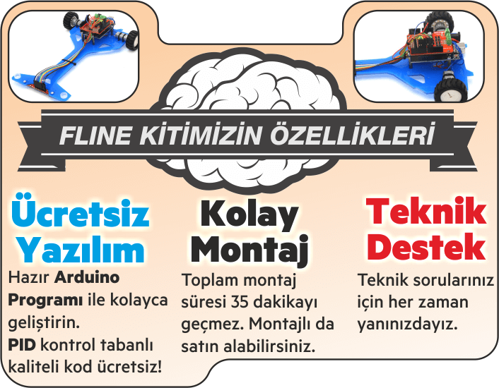 fline arduino çizgi izleyen robot geliştirme kiti özellikleri