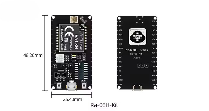 Ra-08H-Kit WiFi Bluetooth Geliştirme Kartı Boyutları