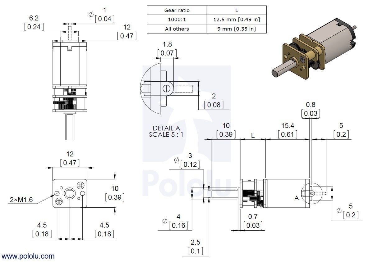 10:1 6 v 3000 rpm karbon fırçalı redüktörlü mikro dc motor boyutları