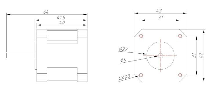 42BYG step motor boyutları