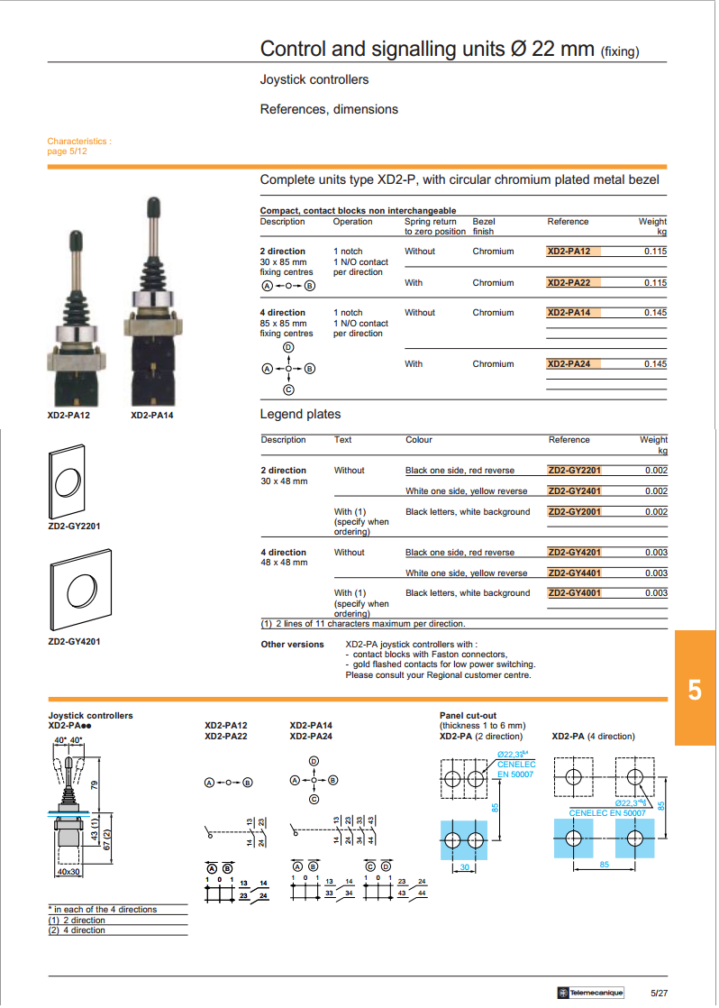 xd2pa24 4 pozisyonlu endüstriyel joystick çarpraz anahtarı kullanım kılavuzu