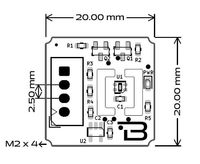 Boardoza TH09C Temperature Sensor Board Dimensions