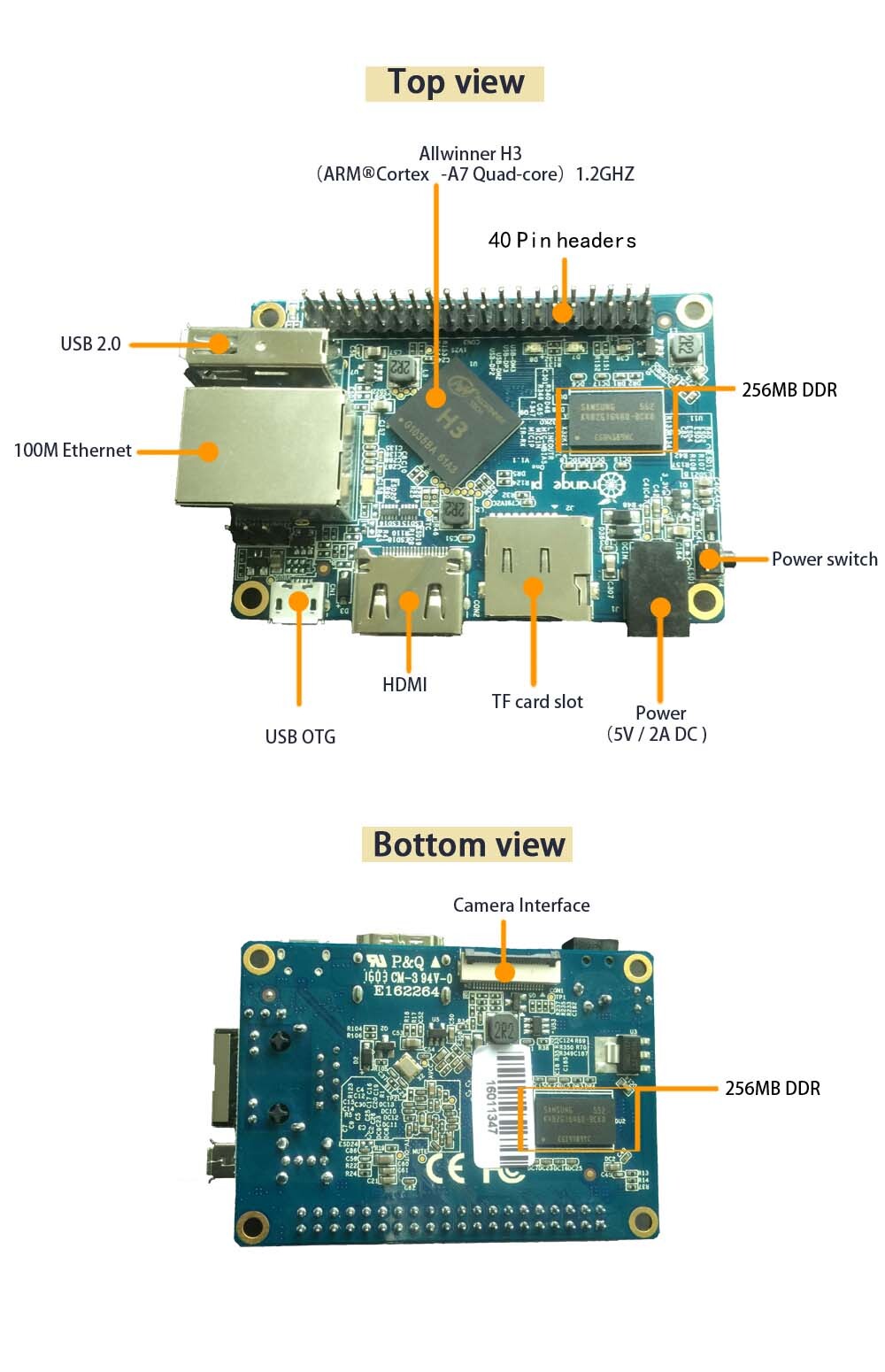 Orange Pi One Bileşenler