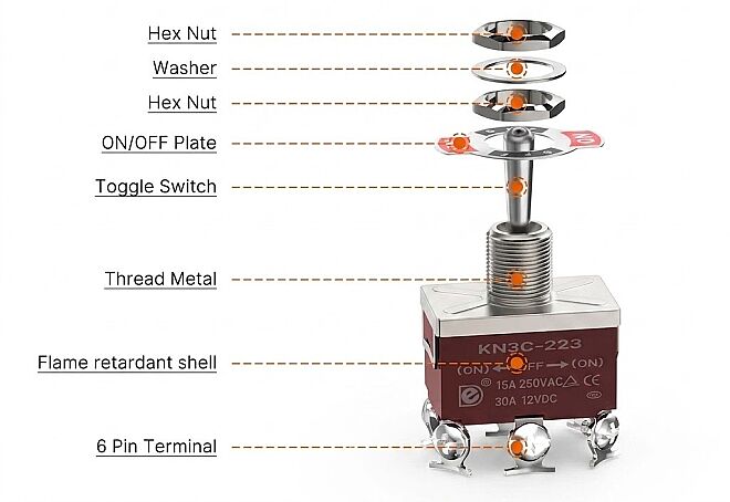 Ağır Hizmet Toggle Anahtar 6P DPDT ON-OFF-ON - 2