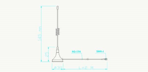 Antenna Home AH1G.406 433MHz Mıknatıslı SMA Anten - 2