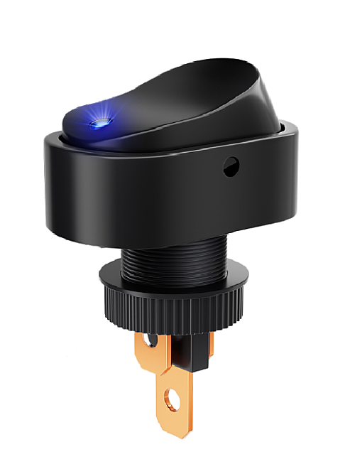 ASW Serisi Oval LED'li Anahtar Mavi 12V 20A - 1