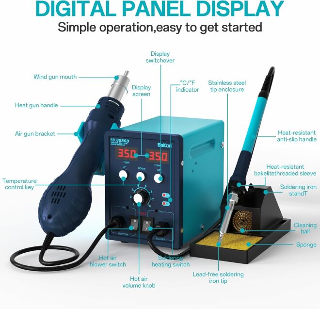 Bakon BK8586D Intelligent 2 in 1 Soldering Station - 3