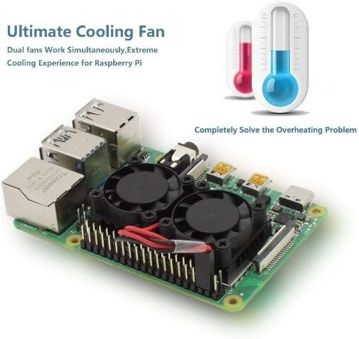 Çift Fanlı Soğutucu (Raspberry Pi 3B+/4B Uyumlu) - 5