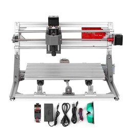 CNC3018 DIY Mini Masaüstü Lazerli CNC İşleme Makinesi - (Resim Ağaç İşleme Oyma Makinesi GRBL Kontrol - EU Plug) - 5500mW Lazerli + Ekranlı 