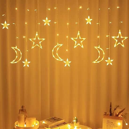 Crescent Moon and Star Lighting - Set of 5, 2.5m - 4