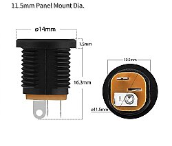 DC Güç Jakı 2.5mm Pano Montaj Yuvarlak Somunlu - 2